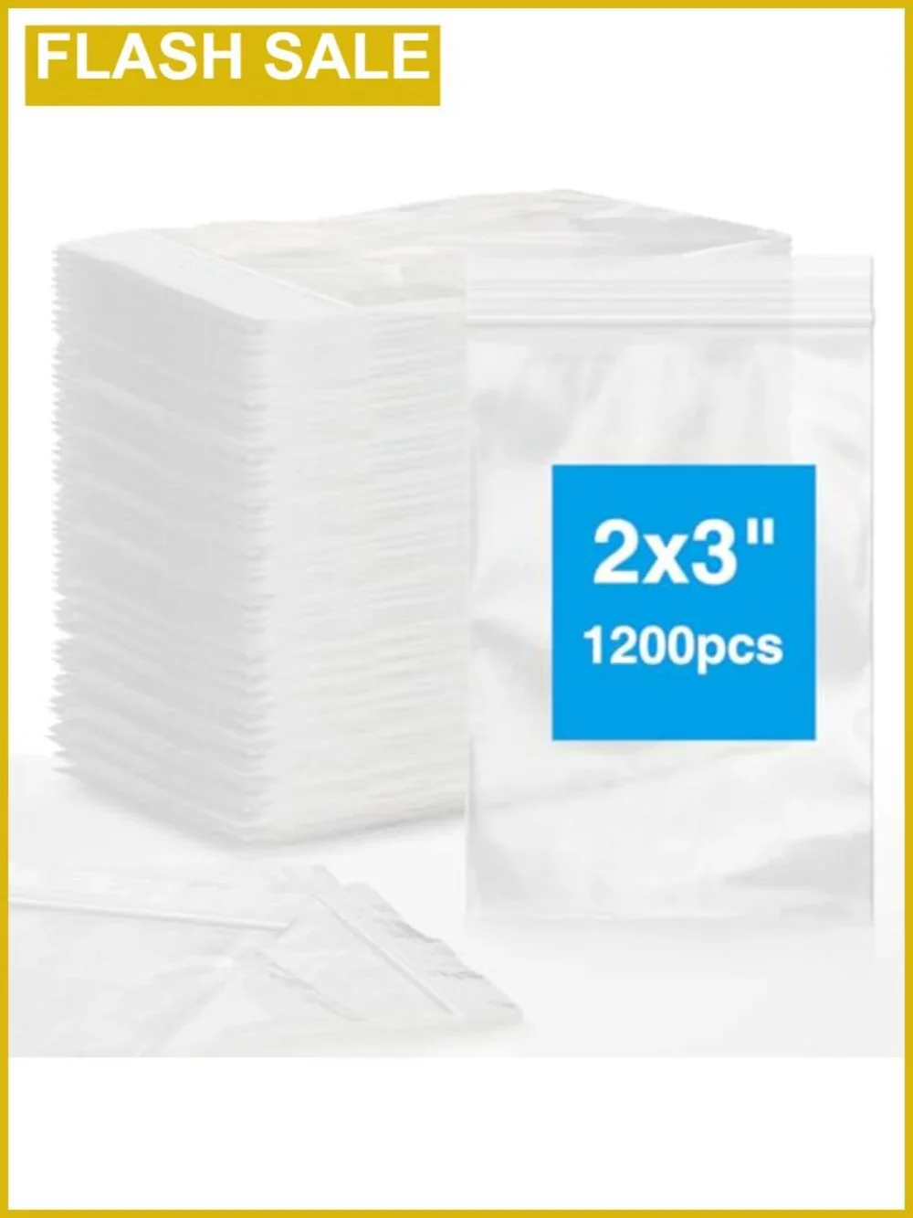 1200 Pcs 2x3 Clear Zip Bags, 2 mil Thick, LDPE Plastic, for Jewelry Food Storage